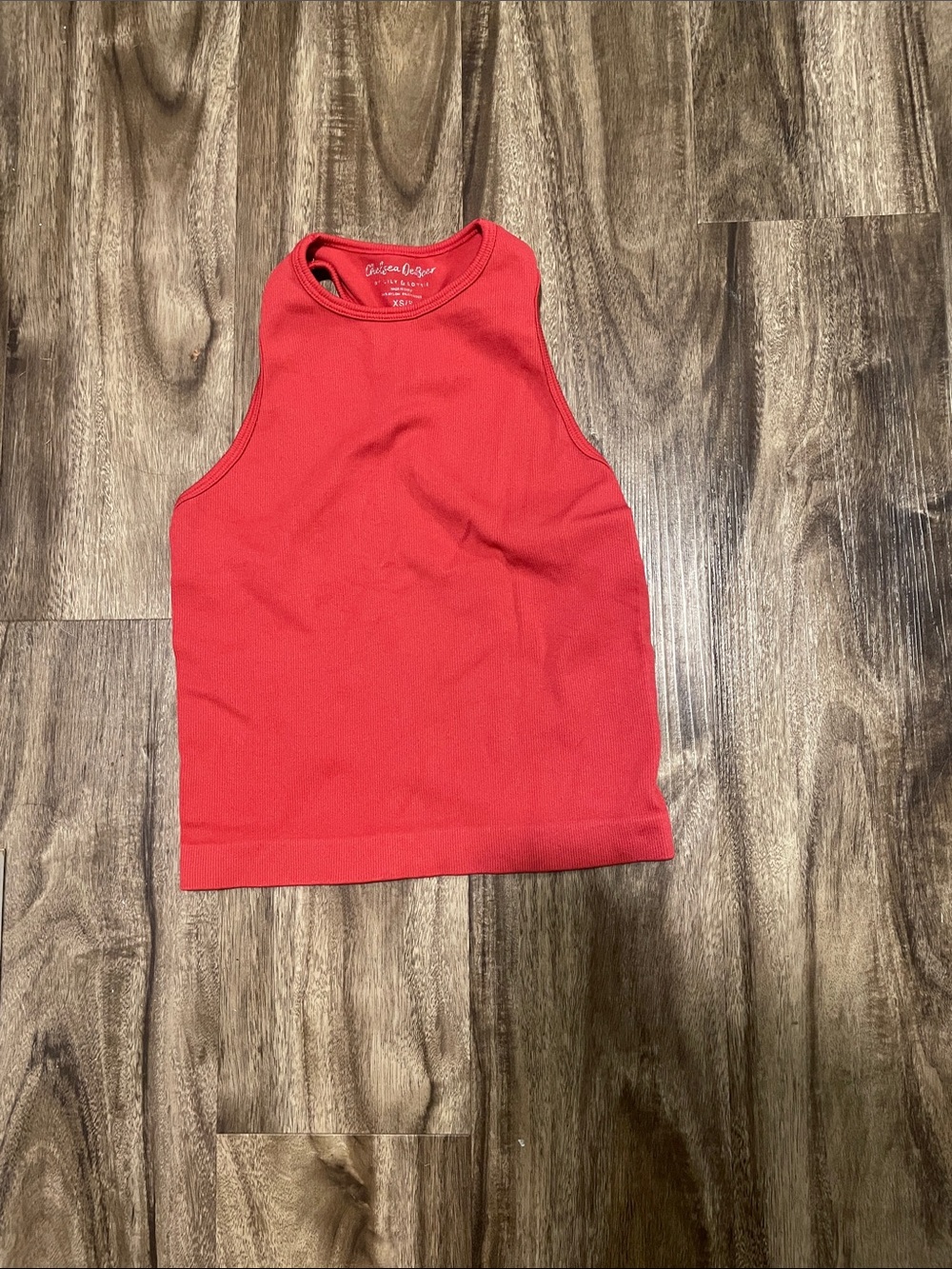 Ribbed High-Neck Tank Top in Red by Justice